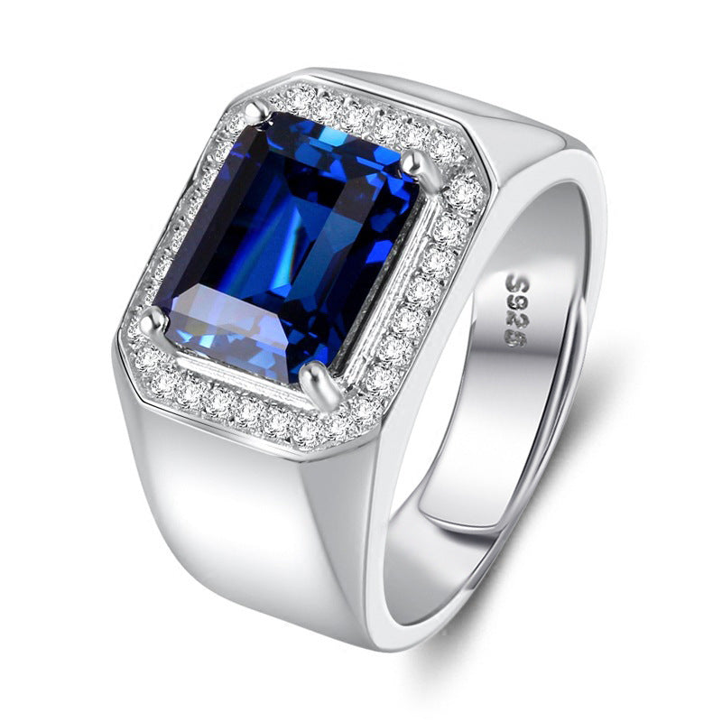 Men's Open Ring with Gemstone Inlay