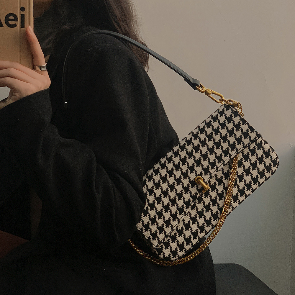 Retro Houndstooth Women's Messenger Shoulder Bag