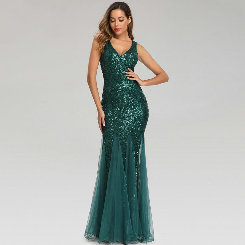 Sequin Mesh Plus Size Mermaid Evening Dress