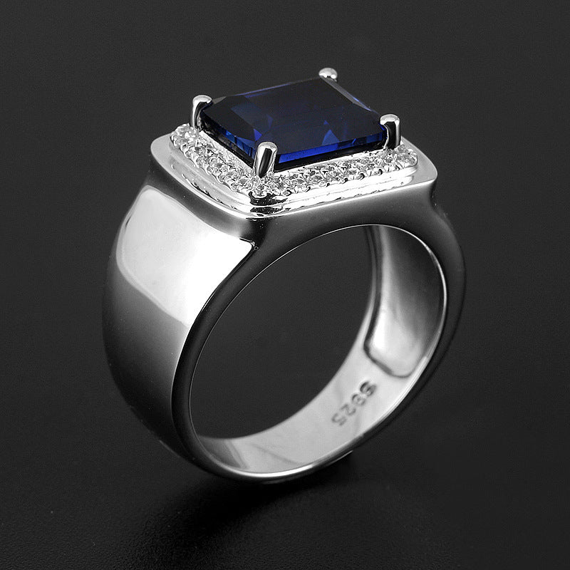 Men's Open Ring with Gemstone Inlay