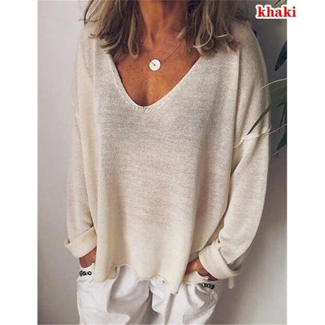 Best-selling Casual V-neck Cotton Blend Women's T-shirt