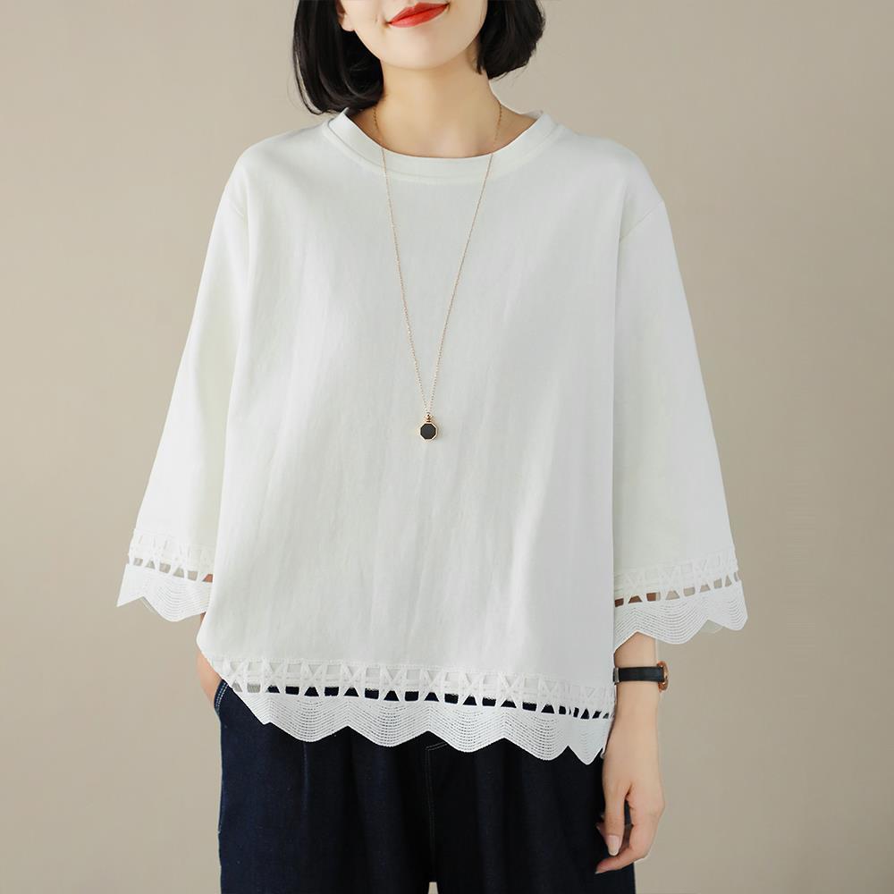 Oversized Women's Spring Summer Hollow Out T-Shirt