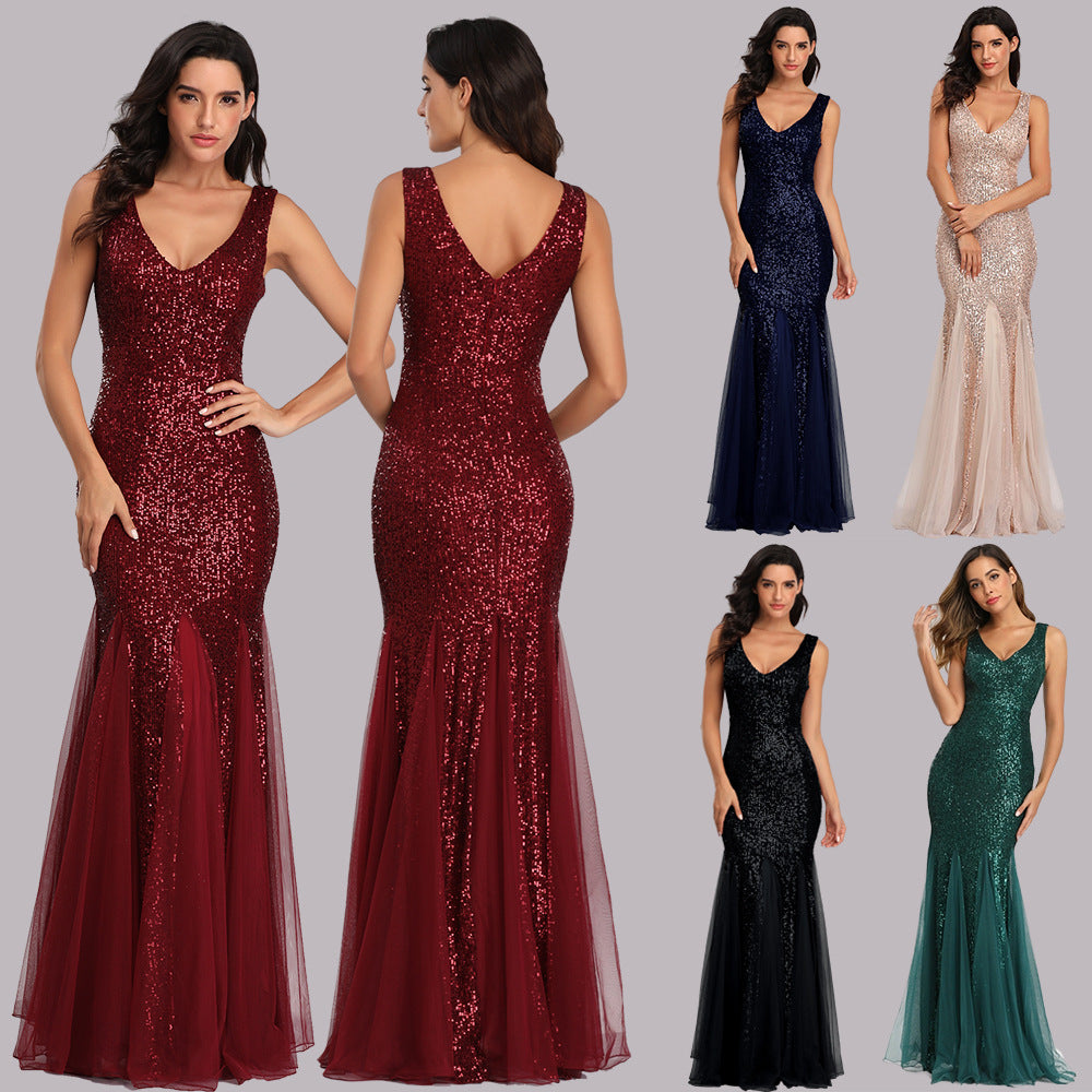 Sequin Mesh Plus Size Mermaid Evening Dress