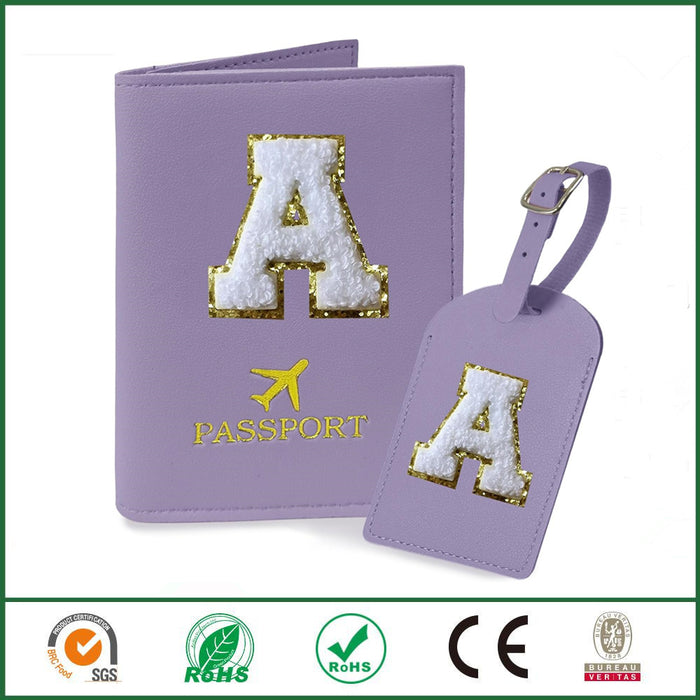 Leather passport holder and luggage tag set