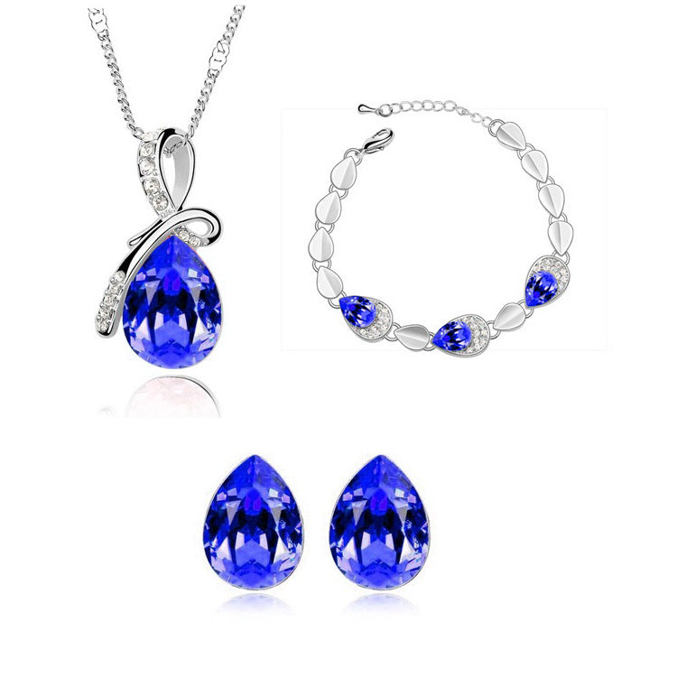 Elegant Alloy Jewelry Set - Bride Necklace, Earrings, Bracelet