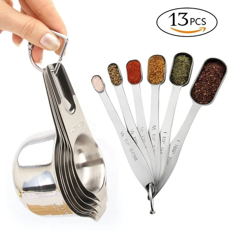 13-Piece Stainless Steel Measuring Cup & Spoon Set