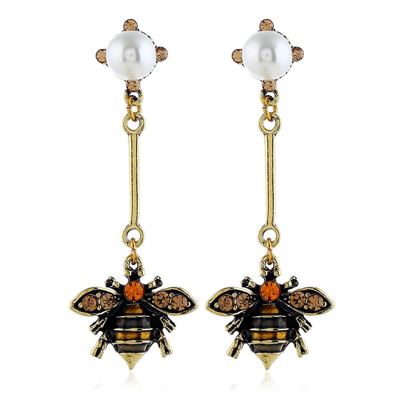 Little Bee Tassel Earrings with Pearl Accents