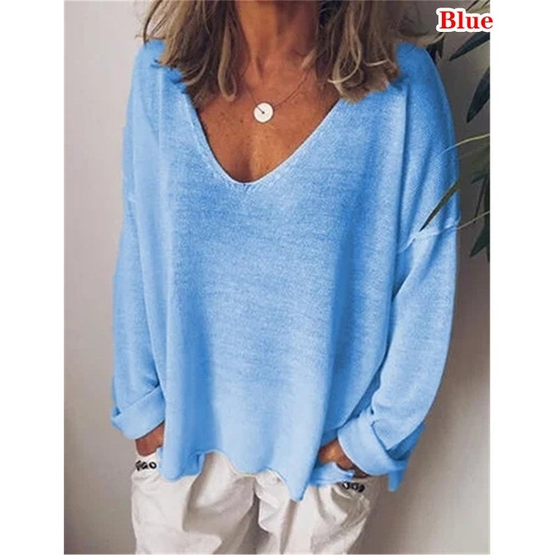 Best-selling Casual V-neck Cotton Blend Women's T-shirt