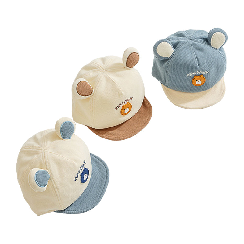 Cotton Baby Cap with Cute Bear Ears for Kids