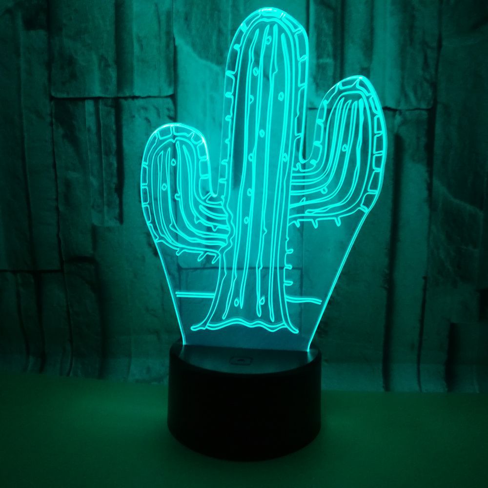 3D Acrylic Cactus Night Light with Glow Effect