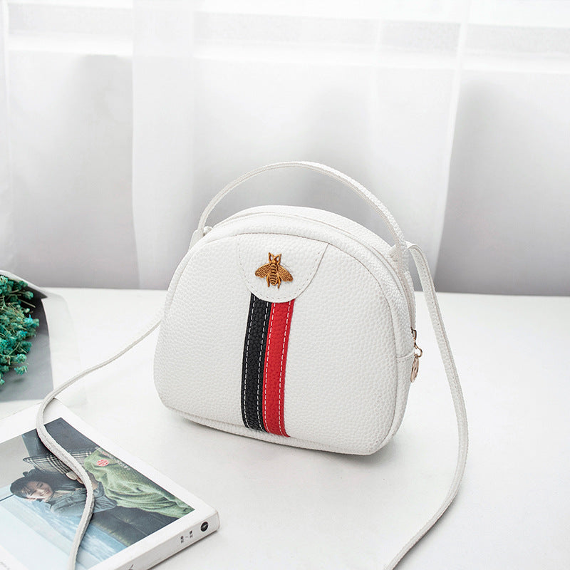 Fashionable Tote Bag with Colorful Straps and Bee Design