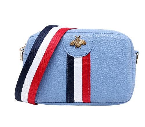 Fashionable Tote Bag with Colorful Straps and Bee Design