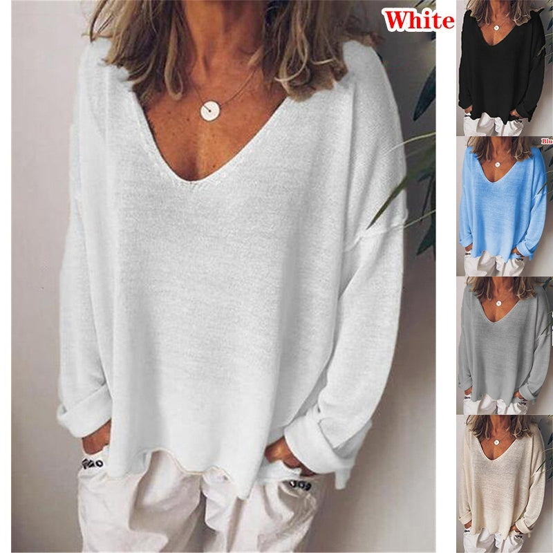 Best-selling Casual V-neck Cotton Blend Women's T-shirt