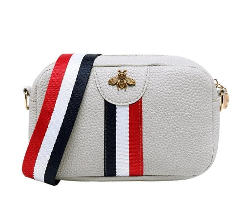 Fashionable Tote Bag with Colorful Straps and Bee Design
