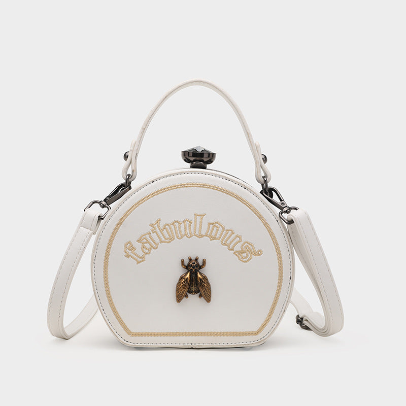 Chic Crossbody Bag with Embroidery and Bee Design
