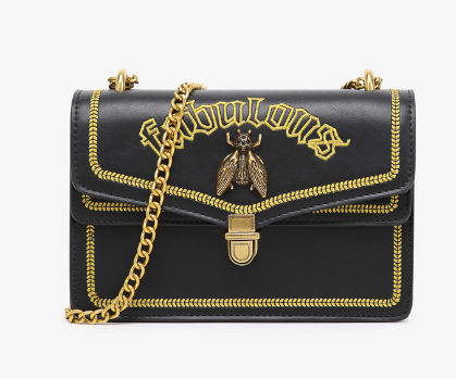 Chic Crossbody Bag with Embroidery and Bee Design