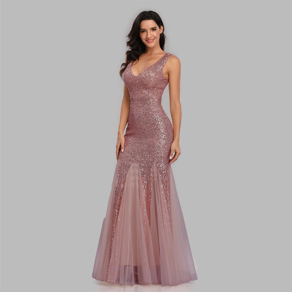 Sequin Mesh Plus Size Mermaid Evening Dress