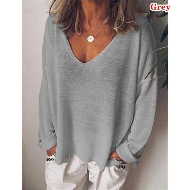 Best-selling Casual V-neck Cotton Blend Women's T-shirt