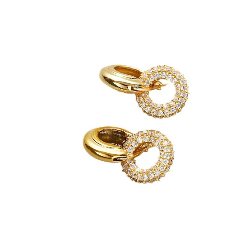 Vintage Dual-Circle Zirconia Earrings for Any Occasion