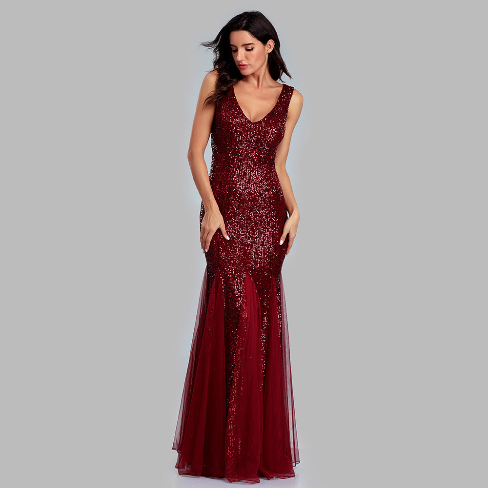 Sequin Mesh Plus Size Mermaid Evening Dress