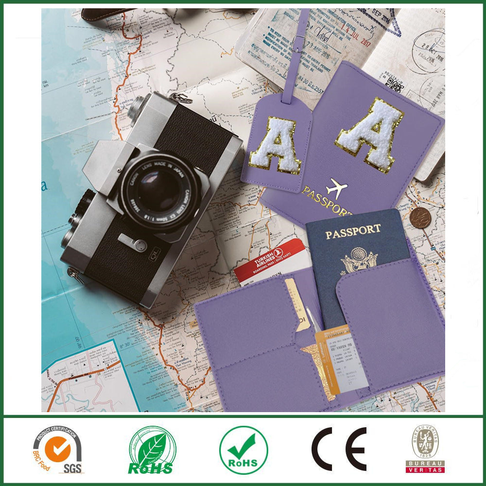 Personalized Leather Passport Holder and Luggage Tag Set