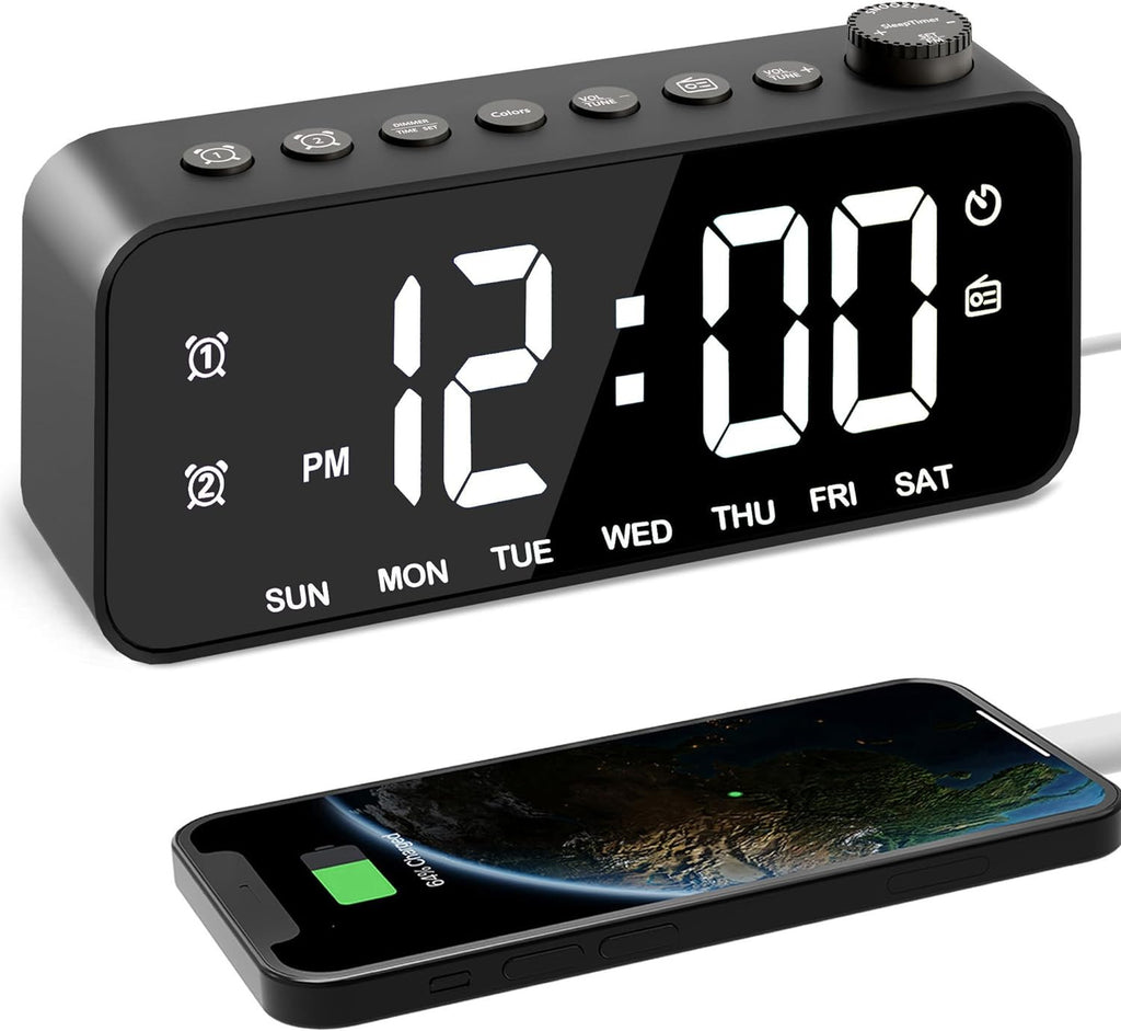 Black Mirror Radio Alarm Clock with RGB Lighting
