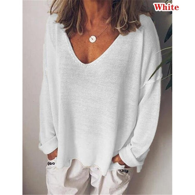 Best-selling Casual V-neck Cotton Blend Women's T-shirt