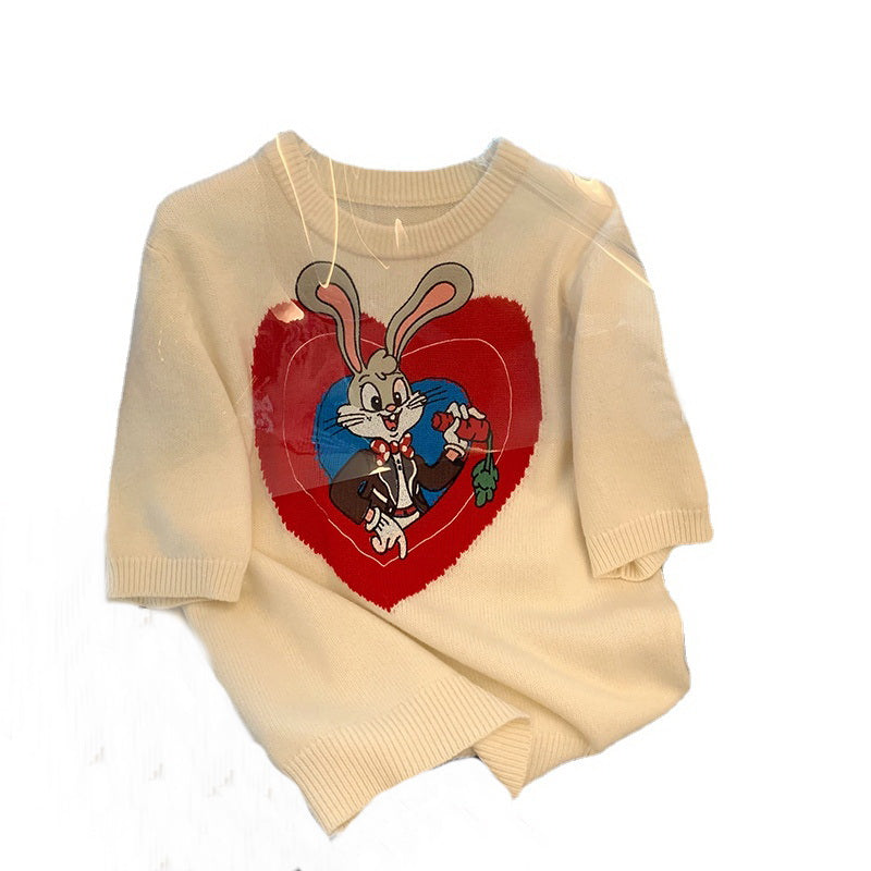 White Rabbit Love Letter Women's Knit Crop Top T-shirt