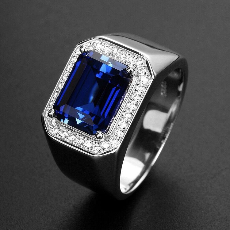 Men's Open Ring with Gemstone Inlay