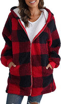 Plush Long-Sleeved Plaid Coat
