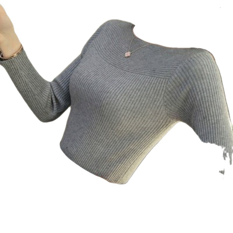 Women's Fitted Knit Top with Crew Neck Design