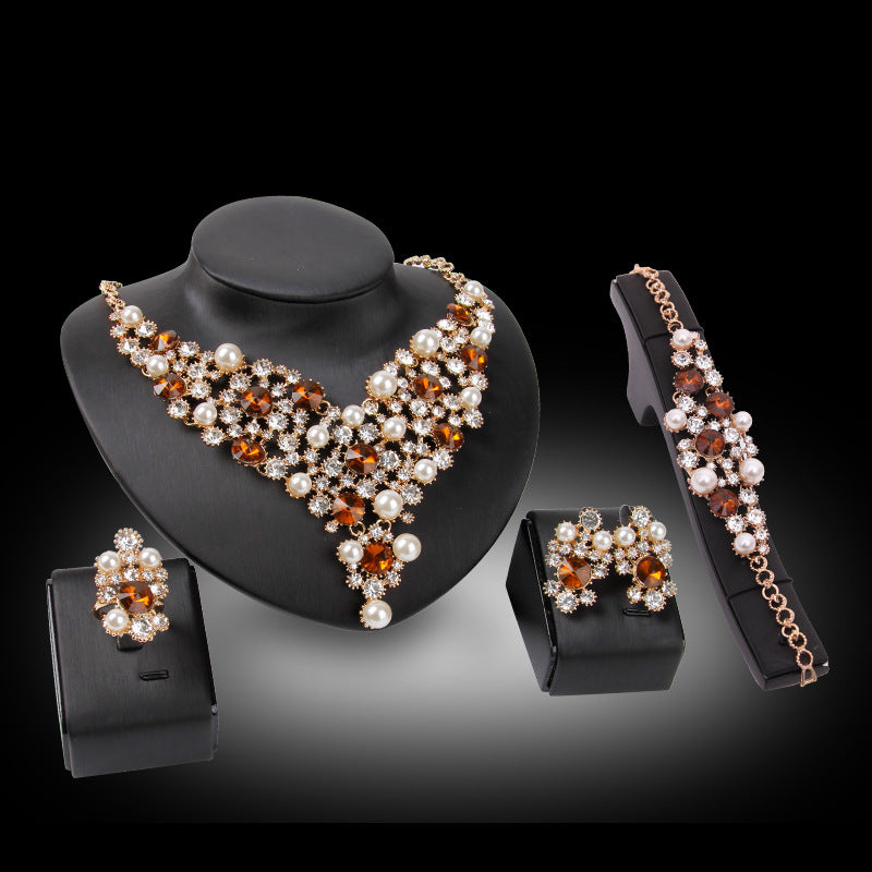 Exaggerated Jewelry Set for Bride - Necklace and Earrings