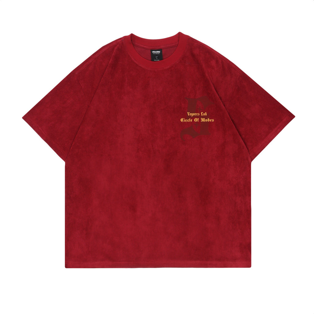 American Retro Virtual Shadow Letter Suede Tee