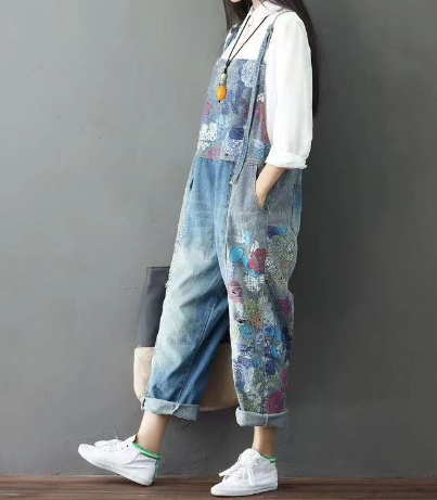 Vintage-Style Patchwork Jeans for Women