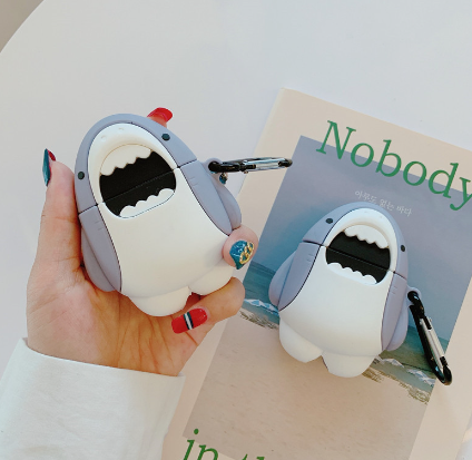 Cartoon 3D Shark AirPods Case for Wireless Earbuds