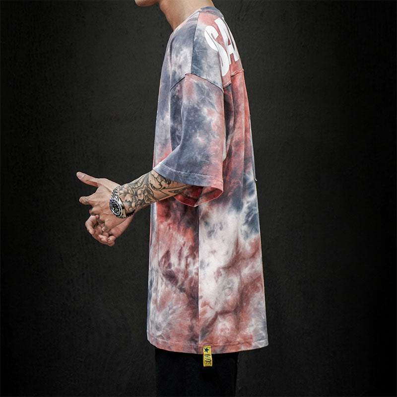 Oversized Batwing Tie-Dye Couple T-Shirt