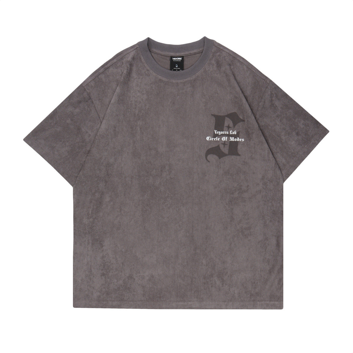 American Retro Virtual Shadow Letter Suede Tee
