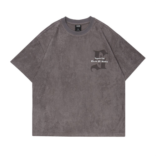 American Retro Virtual Shadow Letter Suede Tee