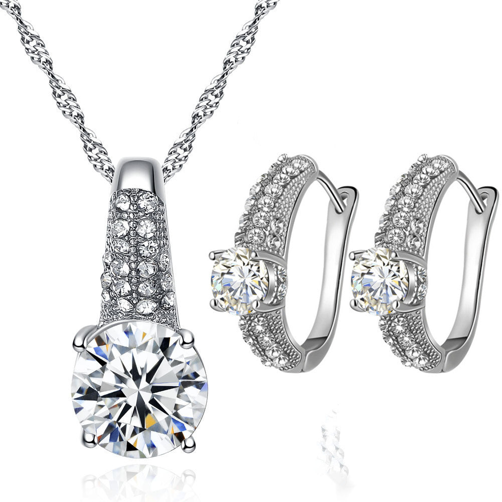 Korean Style Jewelry Set: Bride Necklace and Earrings