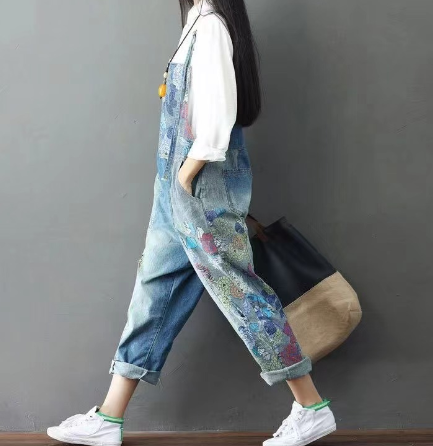 Vintage-Style Patchwork Jeans for Women
