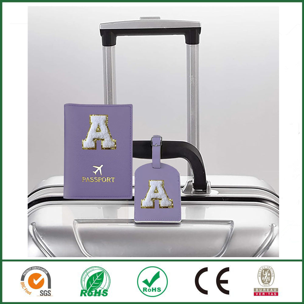 Personalized Leather Passport Holder and Luggage Tag Set