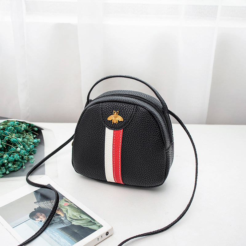 Fashionable Tote Bag with Colorful Straps and Bee Design