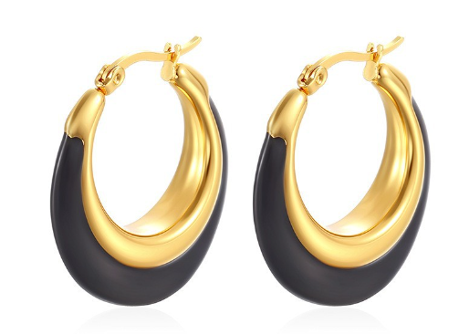 Creative Colored Enamel Small Hoop Earrings in Brass