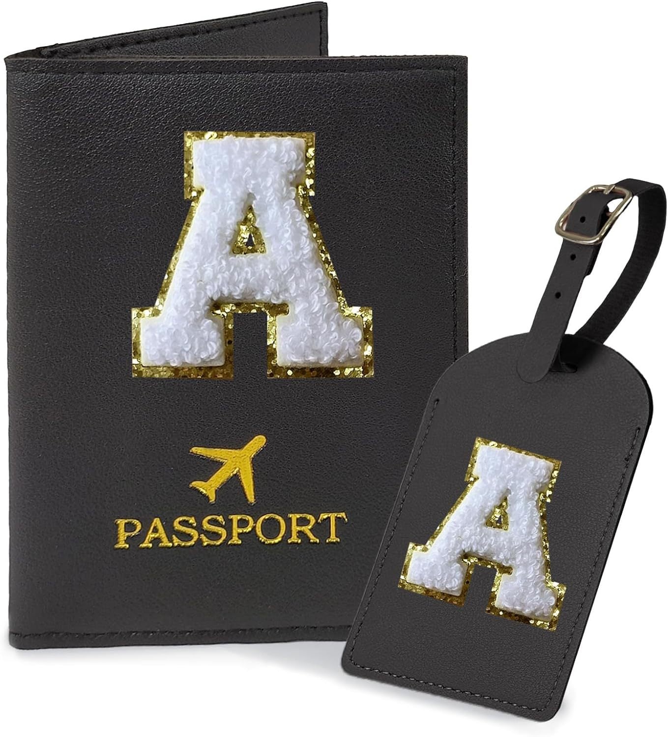 Personalized Leather Passport Holder and Luggage Tag Set