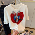 White Rabbit Love Letter Women's Knit Crop Top T-shirt