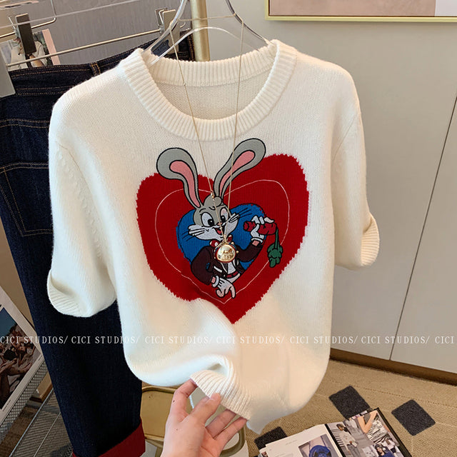 White Rabbit Love Letter Women's Knit Crop Top T-shirt