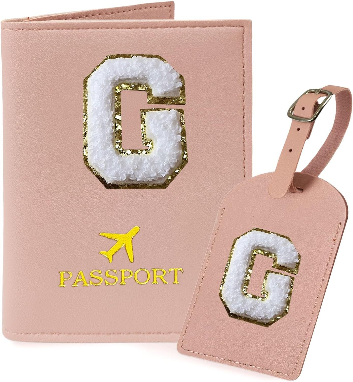 Personalized Leather Passport Holder and Luggage Tag Set