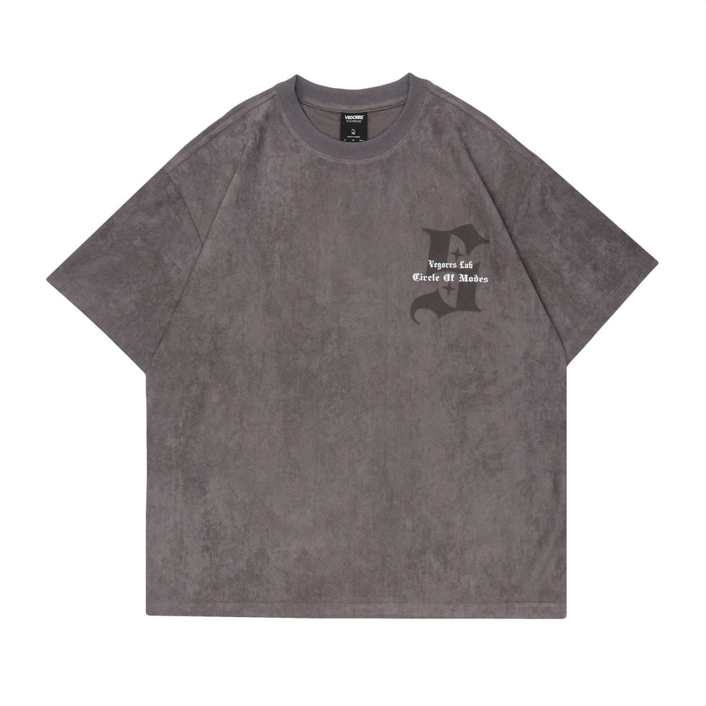 American Retro Virtual Shadow Letter Suede Tee