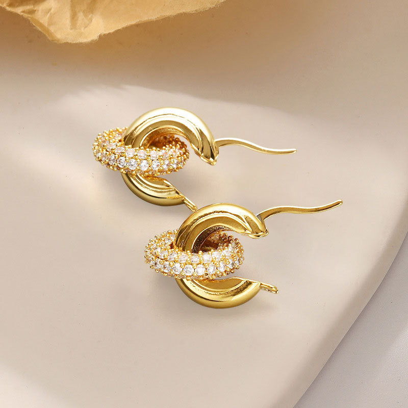 Vintage Dual-Circle Zirconia Earrings for Any Occasion