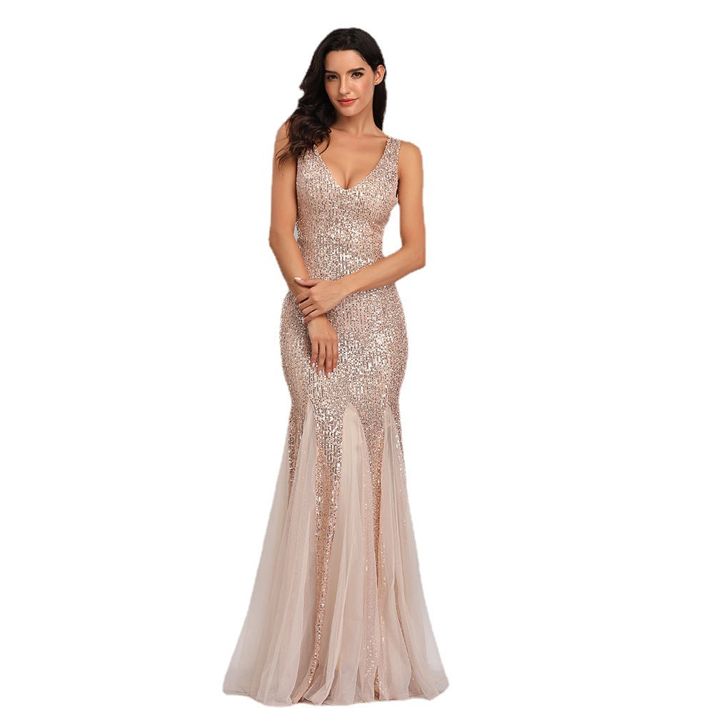 Sequin Mesh Plus Size Mermaid Evening Dress